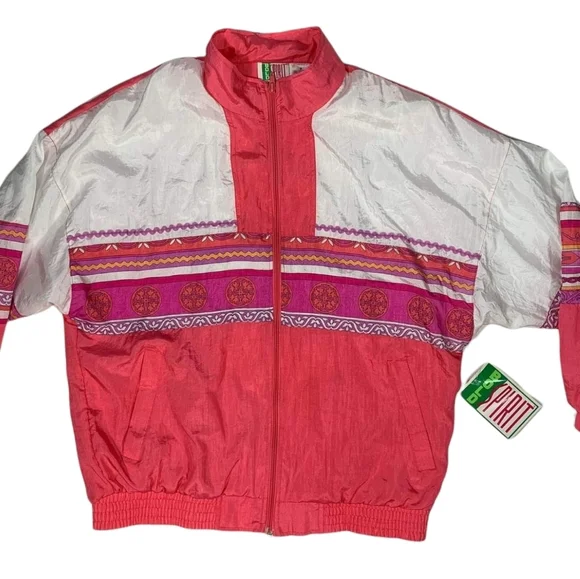 Vintage Bold Spirit Windbreaker Jacket Size Medium Colorblock Zip Up 90s Y2K NEW - Picture 3 of 12